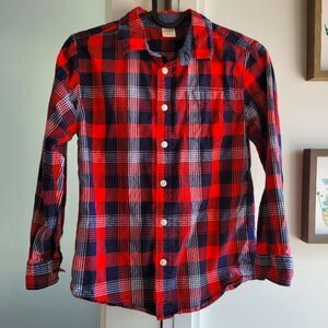 KIDS GYMBOREE Plaid Shirt Red, White and Blue Button Down 7/8